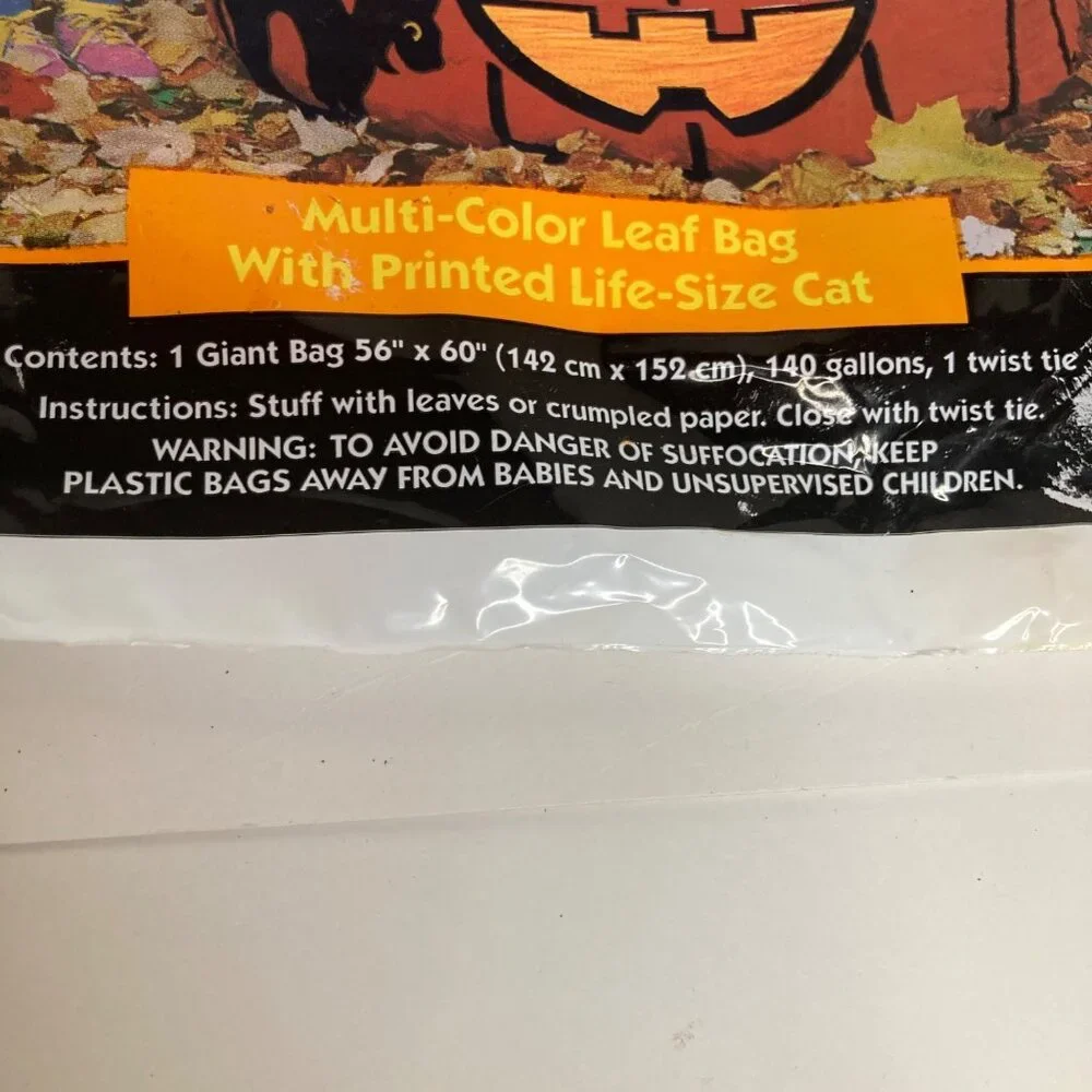 Vintage Sunhill Deluxe Giant Stuff a Pumpkin Leaf Bag‎ w cat 56 x 60